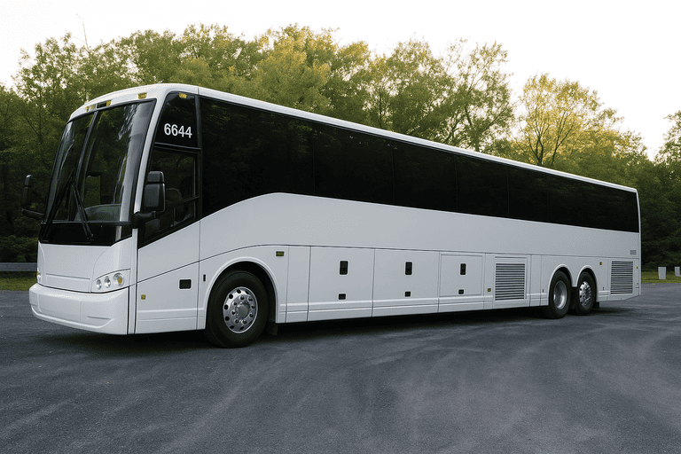 exterior of Charter Bus Rental Hollywood coach bus
